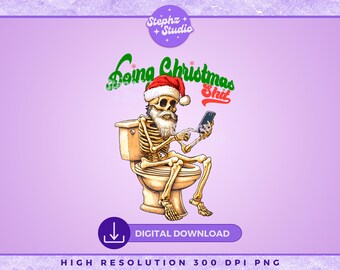 Haciendo Navidad PNG - Papá de Navidad - Esqueleto de Navidad - Sublimación navideña - Diseño navideño - Clip Art navideño - Humor festivo