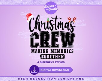 Equipo navideño PNG - Gorro de Papá Noel - Cuernos de reno - Gorro de elfo - PNG festivo - Camiseta navideña familiar - PNG de escuadrón navideño - Sublimación