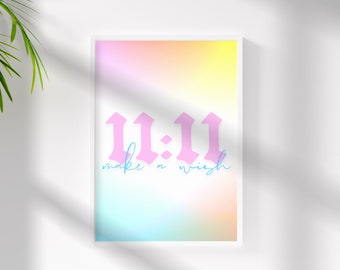 11:11 Pide una impresión de arte de deseo - Arte motivacional - Número de ángel - Arte de pared de energía - Cartel espiritual - Arte de pared imprimible