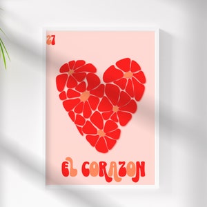 El Corazon Loteria Mexicana Printable Wall Art - Mexican Art - Latina Decor -  Latinx - Heart Poster - Mexican Decor - Corazon Mexicano