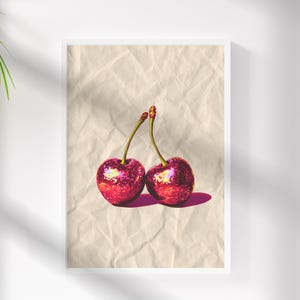 Vintage Disco Cherries Wall Art - Disco Cherry - Disco Fruit - College Decor - Funky Wall Decor - Retro - Cherry Wall Art - Vintage Decor