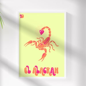 El Alacran Printable Wall Art - Mexican Art - Mexican Bingo - Latina Decor - Loteria Mexicana - Mexican Decor - Mexico Poster - Spanish Girl