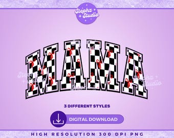 Mamá a cuadros PNG - Mamá con moño coqueto - Pegatina imprimible - Sublimación - DTF - Instantánea - Mamá de moda - Mamá retro - Diseño de camiseta de mamá