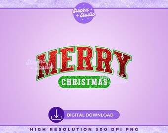 Feliz Navidad PNG con purpurina - Sublimación de vacaciones - Navidad retro - Diseño DTF - Es la temporada - PNG de tendencia - Papá Noel