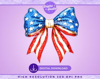 Lazo de coqueta americano PNG - 4 de julio - Libertad - Bandera estadounidense - Día de la Independencia - América vintage - Memorial - EE. UU. PNG - Sublimación