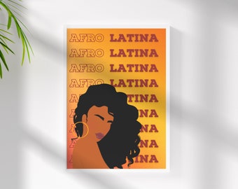 AFRO Latina muurkunst - Latinx print - elke kleur - Latinx - Latinx decor - Black Power - diversiteit - Afrolatina