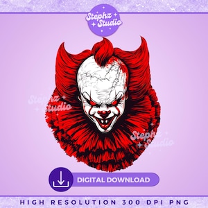 Halloween Penny Wise PNG - Horror Movie - Retro Halloween - Scary Movie PNG - Horror Clown - Horror Killers - Sublimation - Trick Or Treat