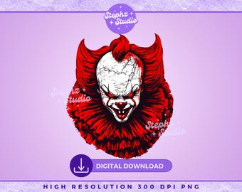 Halloween Penny Wise PNG - Horror Movie - Retro Halloween - Scary Movie PNG - Horror Clown - Horror Killers - Sublimation - Trick Or Treat