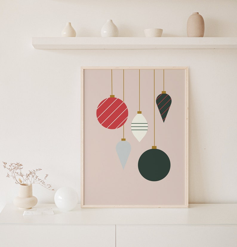 Christmas Ornaments Printable Art, Print, Digital Download, Festive