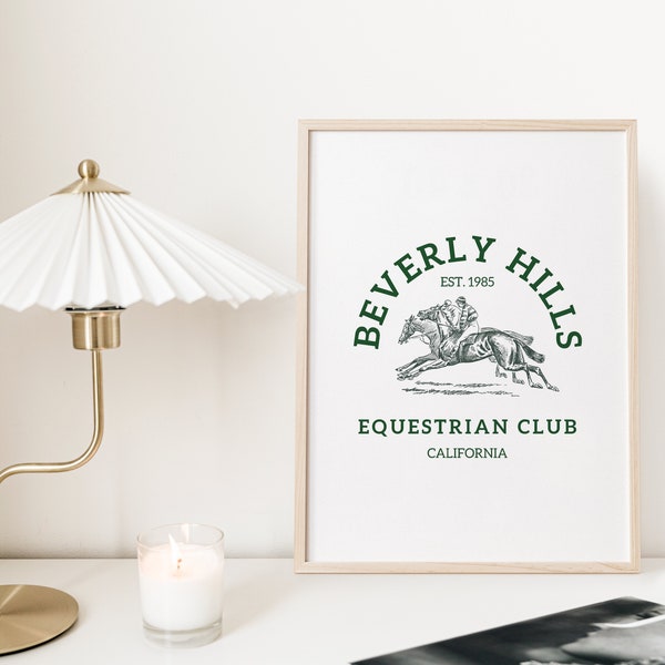 Preppy Wall Art, Digital Download, Vintage Art Prints, Printable Wall Art, Retro Aesthetic, Trendy Printable Art, Equestrian Wall Art