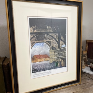 Vintage Signed Etching by Hungarian Artist Peter Garbena - Limited Edition “Chopin’s Birthplace” 1940’s-1950’s Framed and Matted 22x18 frame