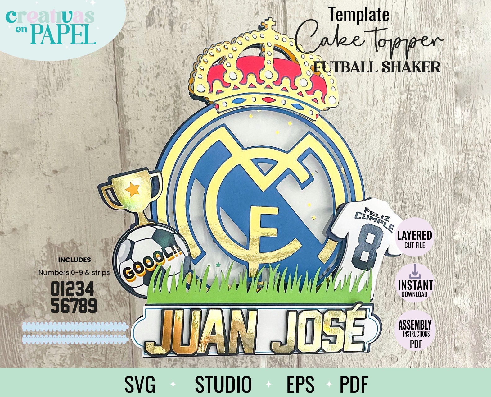  Real Madrid CF Party Decorations,Soccer Birthday Party Supplies  Includes Banner - Cake Topper - 12 Cupcake Toppers - 18 Balloons : Toys &  Games