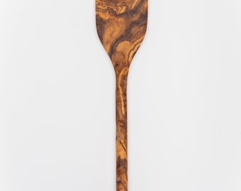 Olive Wood Round Handle Flat Spatula Turner