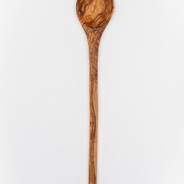 Long Round Handle Olive Wood Spoon