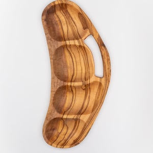 Three Section Olive Wood Serving Dish