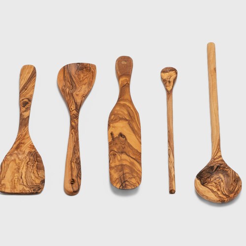Olive Wood Utensil Set 4pc Wooden Utensils for Cooking Etsy