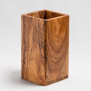 Small Olive Wood Cooking Utensil Holder image 1