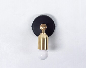 Adjustable Brass Wall Sconce | mid Century Flush Mount Wall Light | Bedside Lamp | Ceiling Lighting Minimal Modern Sconce Black Golden Lamp
