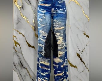Unique Distressed Looking Blue Jeans