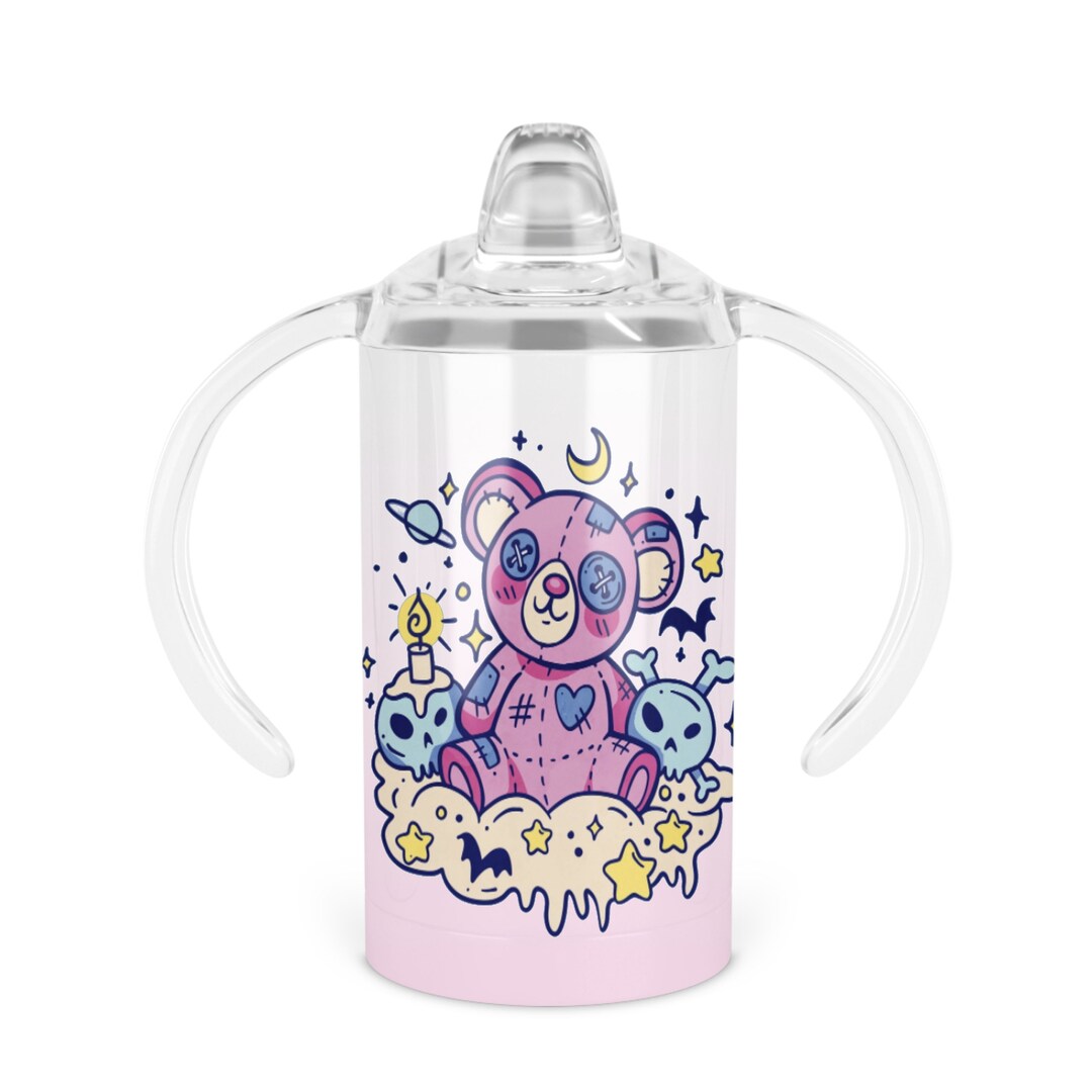 Pastel Goth Teddy Bear Sippy Cup 12 Oz Double Walled Stainless Steel