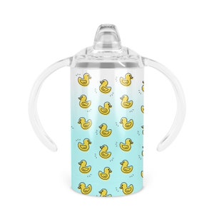 Personalized Ducks Sippy Cup - 12 oz Double Walled Stainless Steel Tumbler Includes Sippy Handle Lid