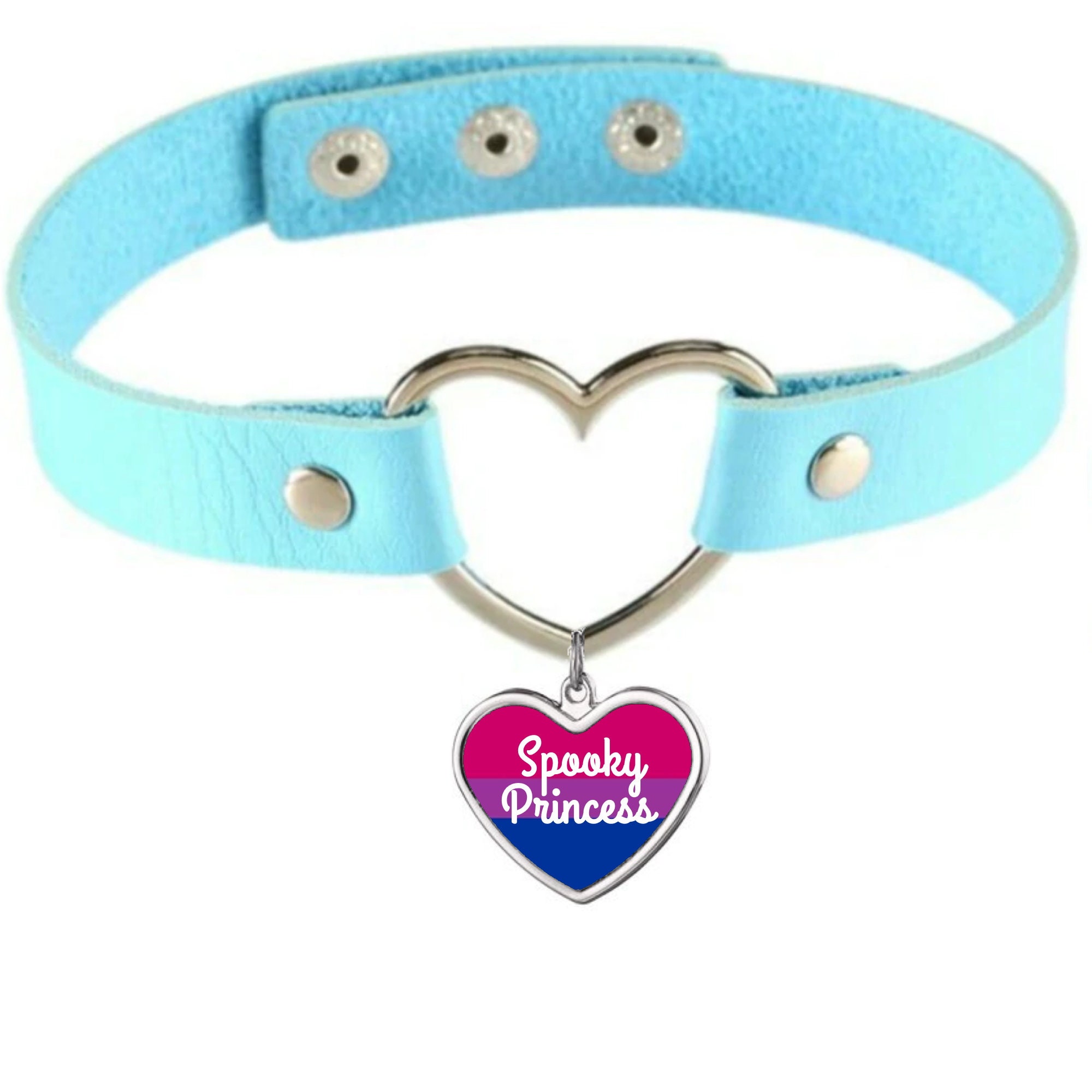 Blue Heart Collar - Vegan Leather Choker With Your Choice