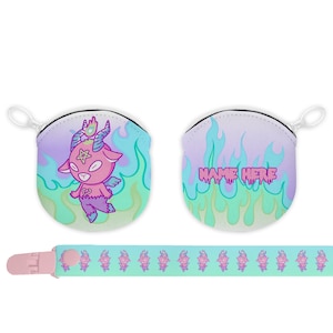 Little Baphomet Paci Pouch And Strap - Plain Adult Sized Pacifier and Accessories for Binky, Nookie for Cosplay, Age Regression, Role Play