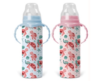 Personalized Sea Turtles Bottle - Includes Removable Sippy Handles