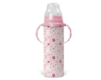 Personalized Love Letters and Hearts Bottle - Includes Removable Sippy Handles