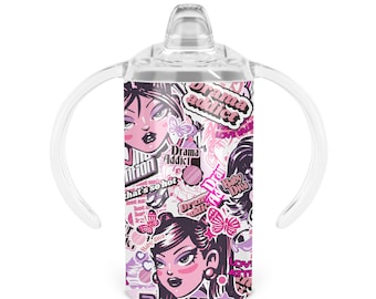 2000's Retro Sippy Cup - Twelve Oz Double Walled Stainless Steel Tumbler Includes Your Choice of Lids