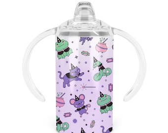 Witchy Critters Sippy Cup - Twelve Oz Double Walled Stainless Steel Tumbler Includes Sippy Handle Lid and Screw-on Tumbler Lid