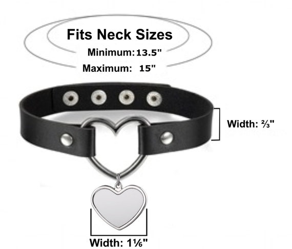 Leather Goth Necklace Leather Heart - Gothic Punk Rock Collar With ...