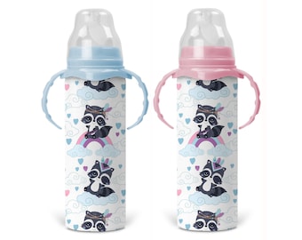 Raccoons And Rainbows Bottle - Includes Removable Sippy Handles