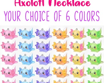 Colorful Axolotl Charm Necklace - You Choose from 6 Charm Colors and 18 inch Alloy Chain - Perfect Gift