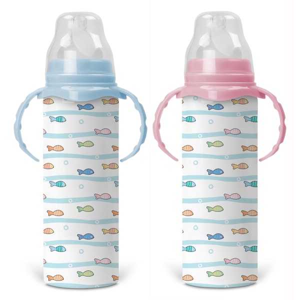 Personalized Fish Bottle - Includes Removable Sippy Handles