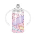 Personalized Pastel Sharks Sippy Cup - 12 Oz Double Walled Stainless Steel Tumbler Includes Sippy Handle Lid And Screw-on Tumbler Lid