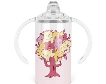 Beartree Sippy Cup - Twelve Oz Double Walled Stainless Steel Tumbler Includes Sippy Handle Lid and Screw-on Tumbler Lid