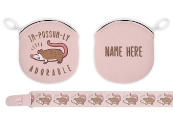 Im-Possum-Ly Adorable Paci, Pouch And Strap - Plain Adult Sized Pacifier and Accessories for Binky, Dummy, Nookie Cosplay, Agere, Role Play