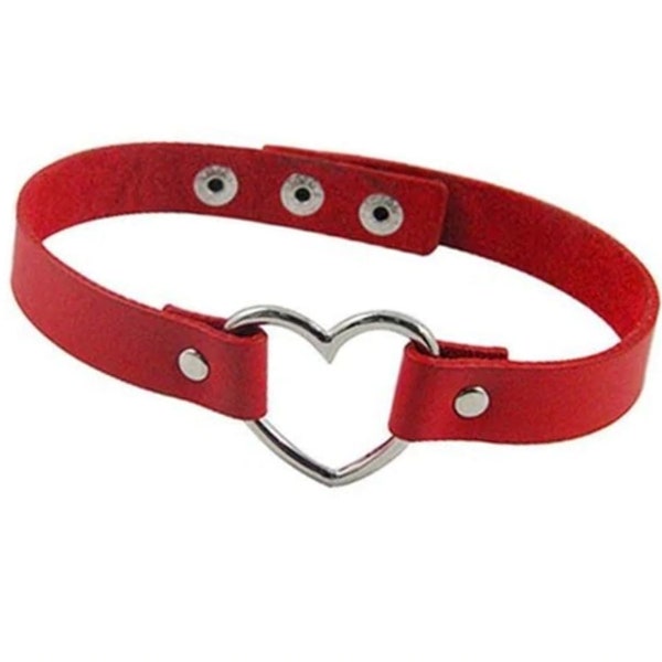 Heart Collar - 15 Inch Vegan Leather Choker