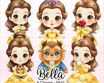 princess baby watercolor clipart, cute baby, bella, princess clipart, hand drawn, princess party decoration, baby princess, baby party