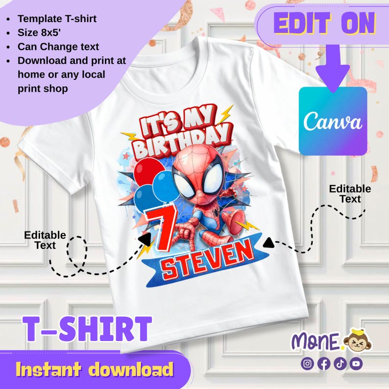 party boy, tshirt spidey, spidey friends, Tshirt template spidey, Archivo PNG, spidey theme, party spidey, invitation spidey imagen 2