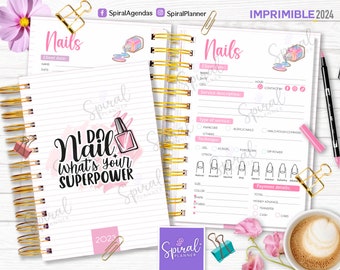 Manicurist format / nails / printable / NAILS polish / undated / nail technical sheet / NAILS planner / Nails agenda / Nails design / planner