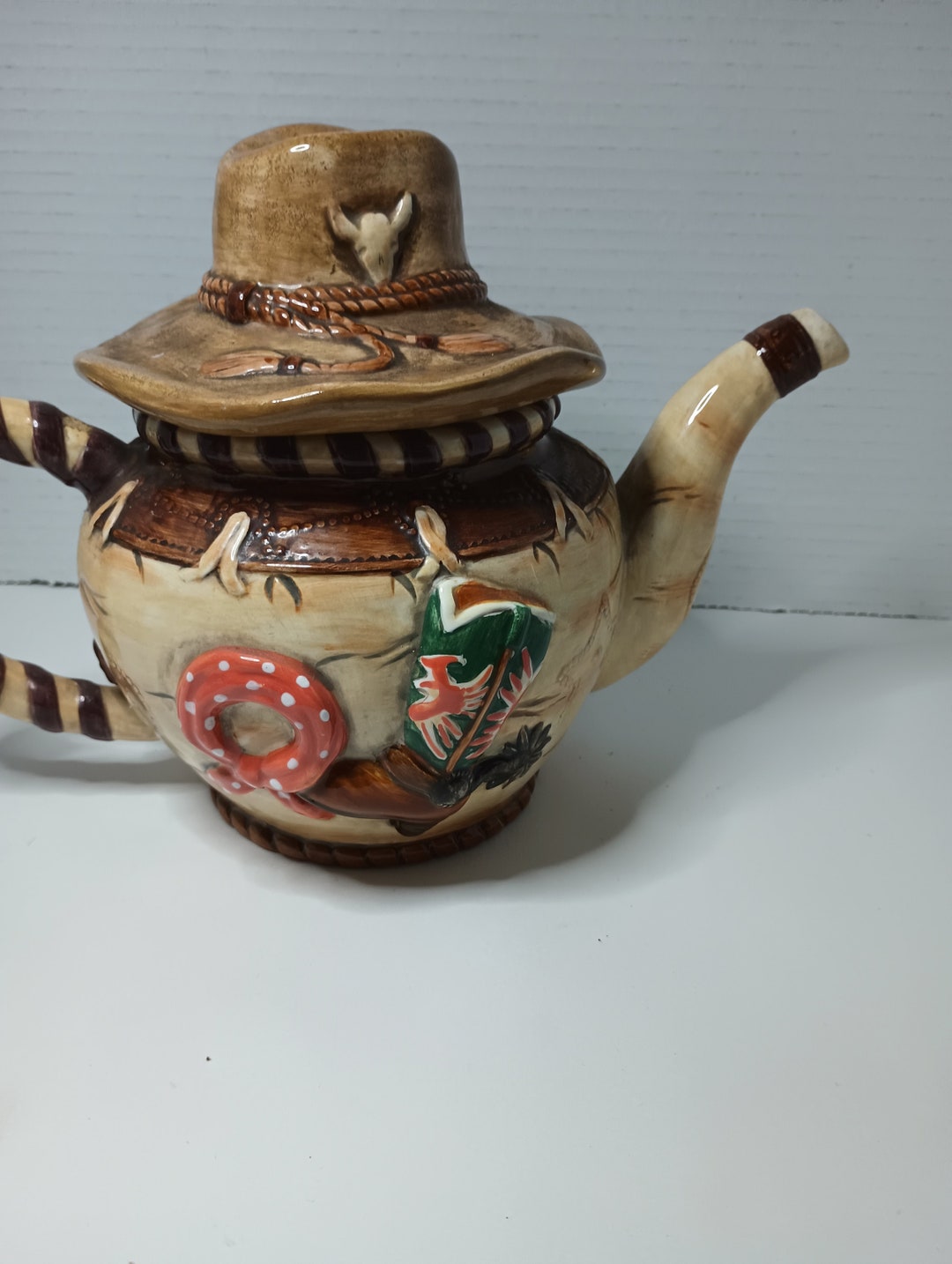 Wonderful Western Teapot With A Cowboy Hat For. A Lid Etsy