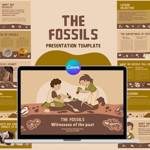 Template Presentazione I Fossili | Modello Canva per Scuole e Studenti | Modello per Lezione sui Fossili | Modello Educativo Animato