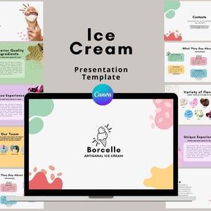 Template Canva per Presentazione Gelateria | Design Personalizzabile per Menu, Branding e Promozione del Tuo Gelato Artigianale
