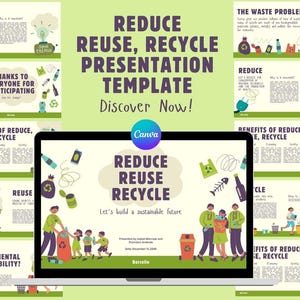 Template Presentazione Riduci, Ricicla | Modello Canva Educativo per Scuole, Sensibilizzazione Ambientale, Riciclo, Ecologia, Ambiente
