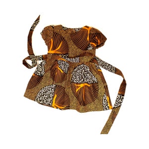 African Ankara print dress with waist sash for babies, toddlers and children (0-12 years)