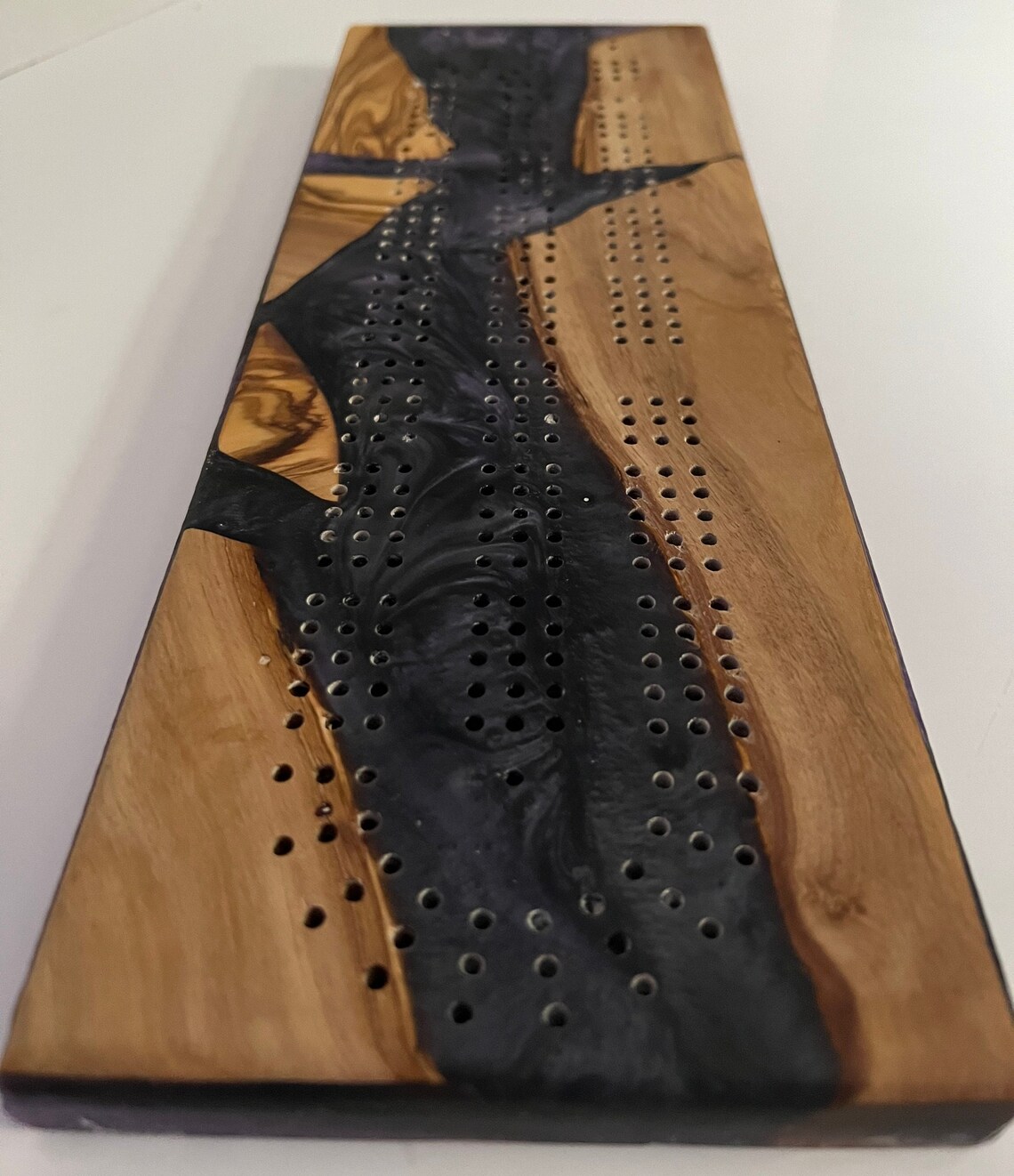 Uniquely Designed Cribbage Board With Amethyst Epoxy Resin - Etsy