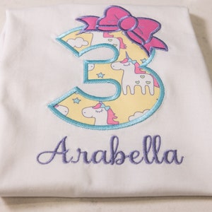 Personalised Embroidered Kids Birthday Number Applique Puff Sleeve Shirt