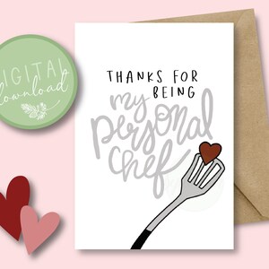 Carte imprimable de chef personnel // Carte d'anniversaire imprimable // Téléchargement instantané // Petite amie, petit ami, mari, épouse, carte de fiancé